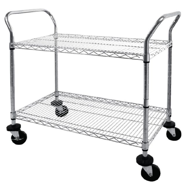 Vogue 2 tier Chrome Wire Trolley - 910x457x960mm