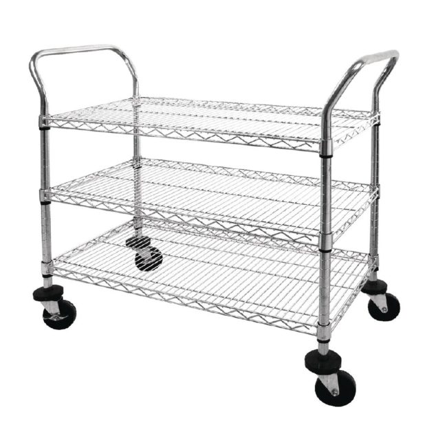 Vogue 3 tier Chrome Wire Trolley - 910x457x960mm