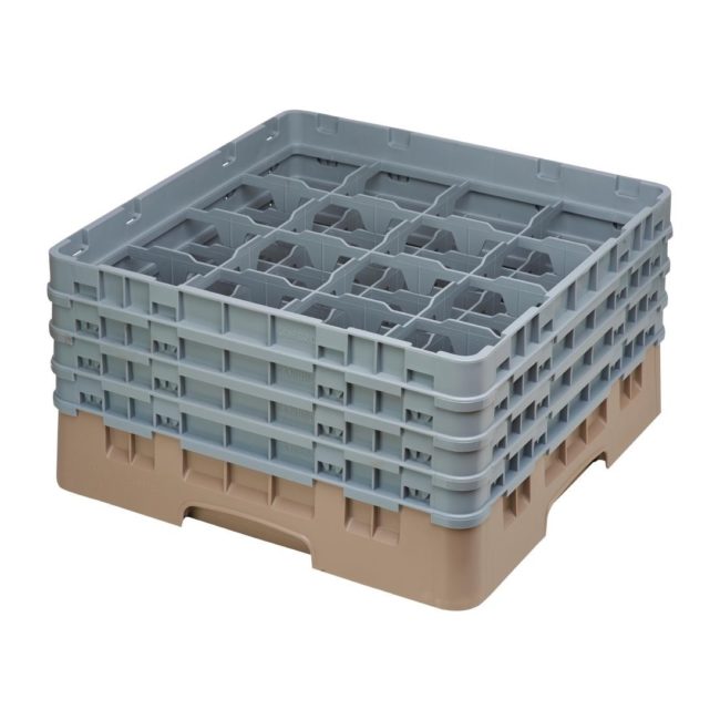 Cambro Camrack Beige 16 Compartments Max Glass Height 215