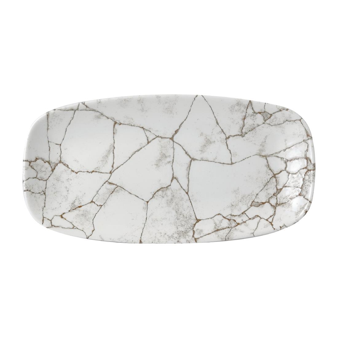 Studio Prints Kintsugi Agate Grey Chefs Oblong Plate 298x152mm (Box 12) (Direct)