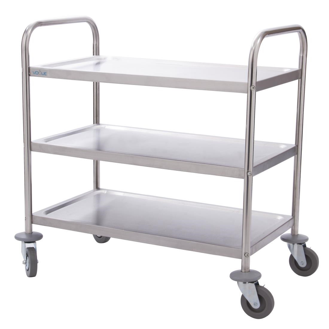 Vogue 3 Tier Flat Pack Trolley St/St - 825Hx710x405mm 32.5x28x16"