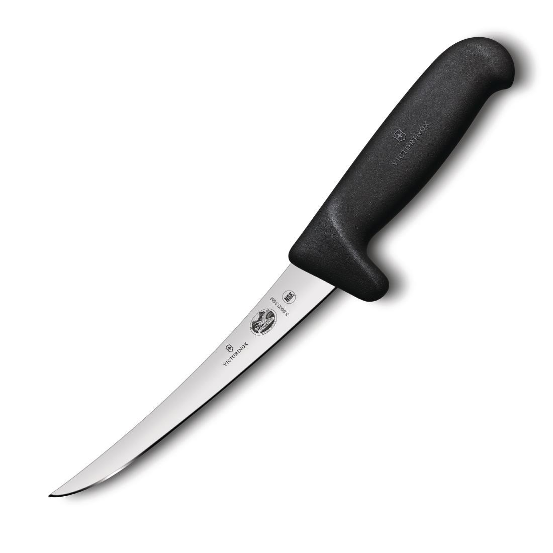 Victorinox Fibrox Black Handle Safety Grip Boning Knife Curved Narrow Blade 15cm Keemlaw Shop